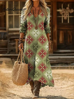 Women's Floral Pattern Art Print Casual Cotton Dress