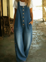Casual Denim Overalls Jumpsuit