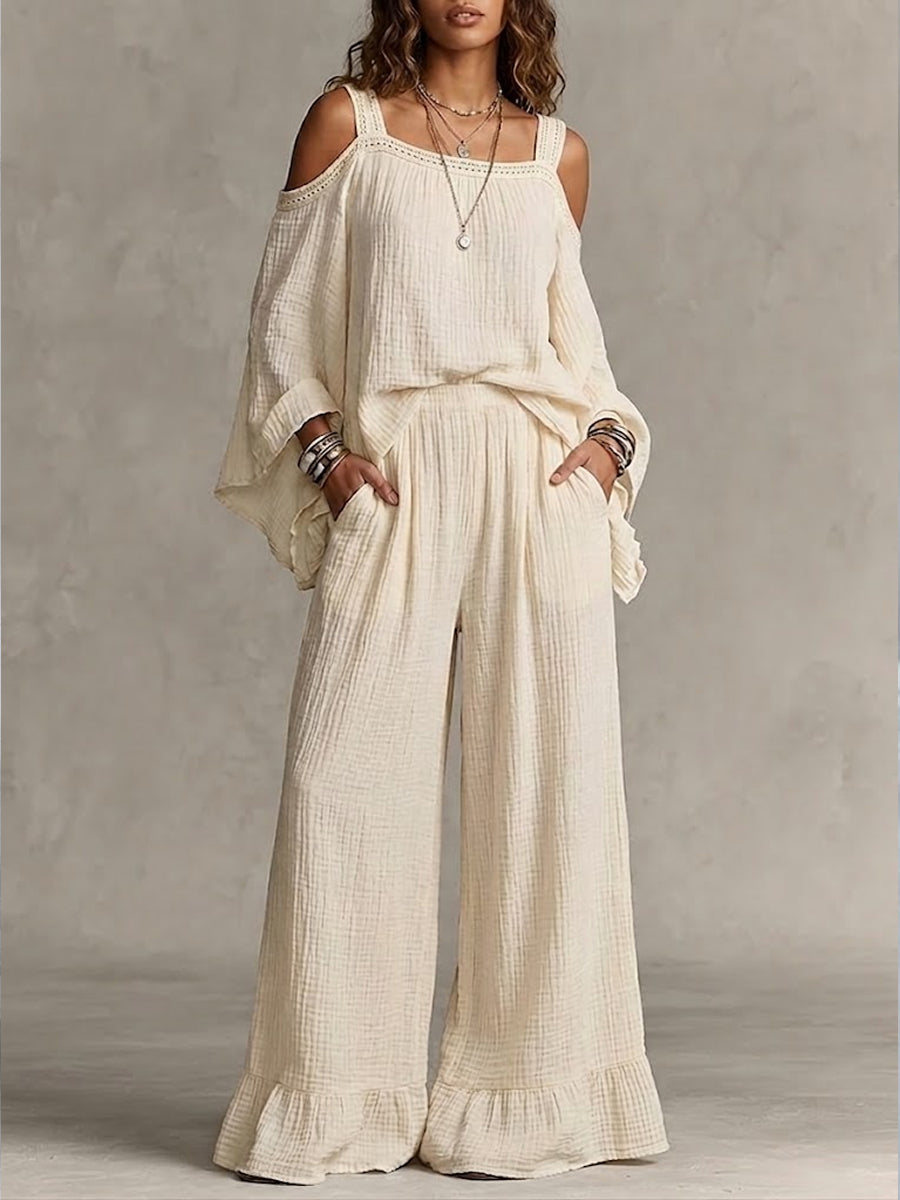 Women's Bohemian Cotton And Linen Set