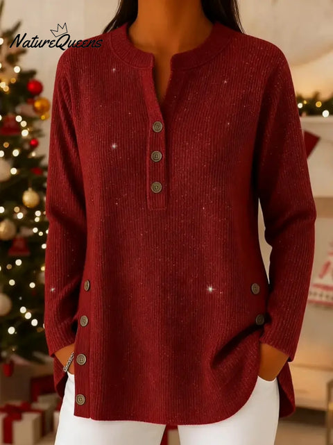 Women's Cardigan Collar Long Sleeve Casual Loose Sequined Knit Top