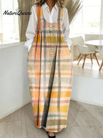 Women's Plaid Pattern Art Print Casual Cotton Denim Dress