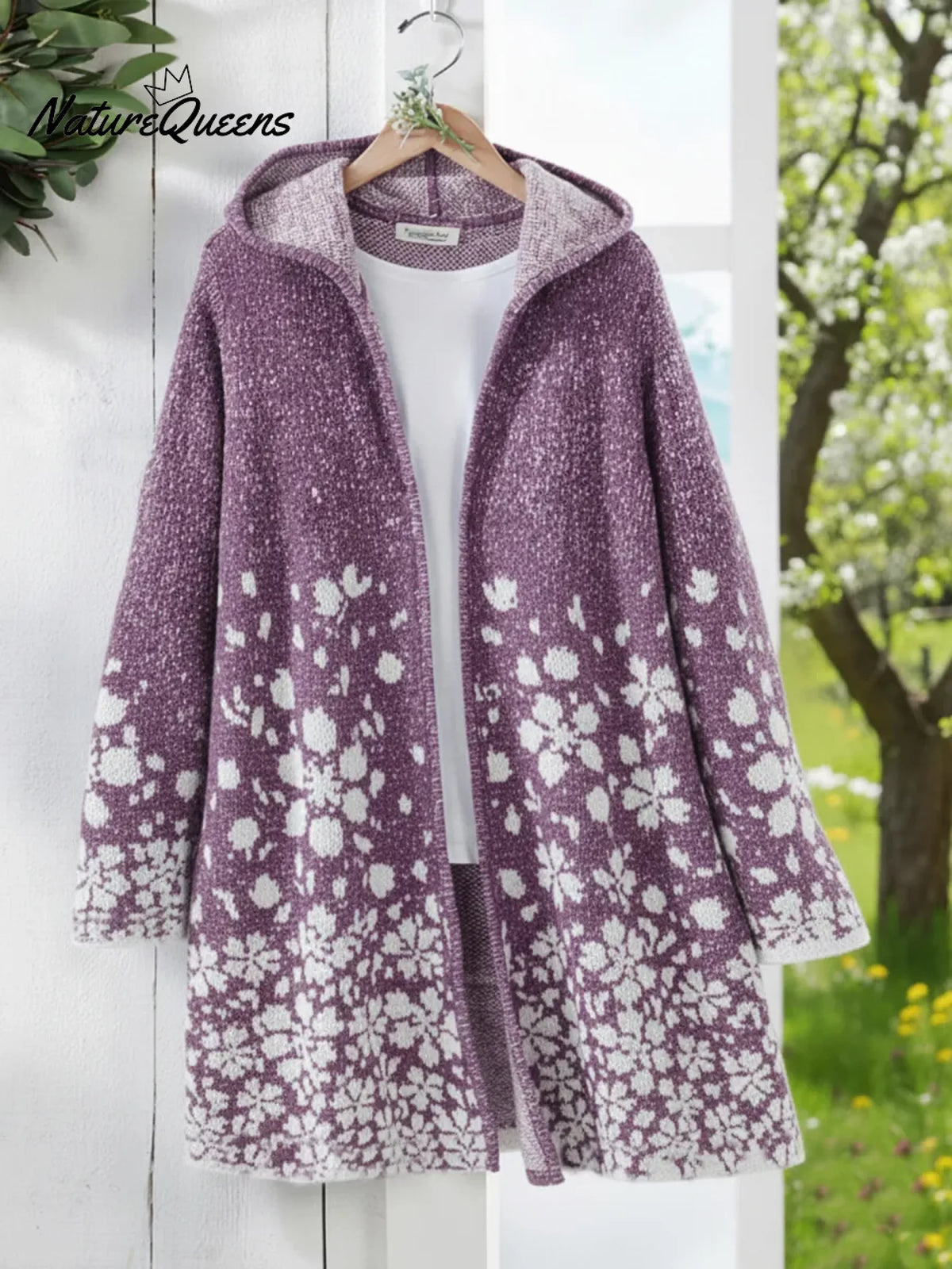 Cherry Blossom Secret Garden Hooded Knitted Cardigan