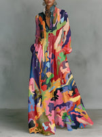 Retro Color-block Maxi Dress — Elegant And Romantic, The Perfect Choice For A Vacation Getaway