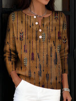 Women's Vintage Hippie Art Print Buttoned Cardigan Sweater