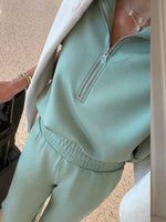 Cozy Travel Stand-collar Zip Sweatshirt & Pants Two-piece Set