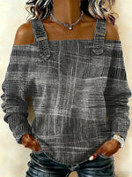 Women‘s Vintage Pattern Art Print Casual Cotton Denim Shirt