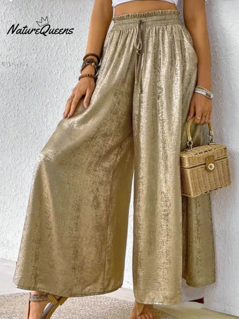 Women's Shiny Satin Wide-leg Pants