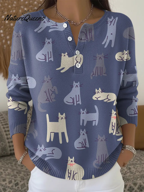 Women's Cute Kitten Casual Sweater