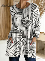 Women's Abstract Pattern Art Print Casual Cotton T-shirt