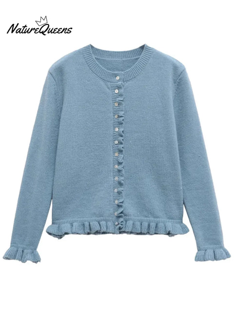 Women's Comfortable Ruffled Cardigan