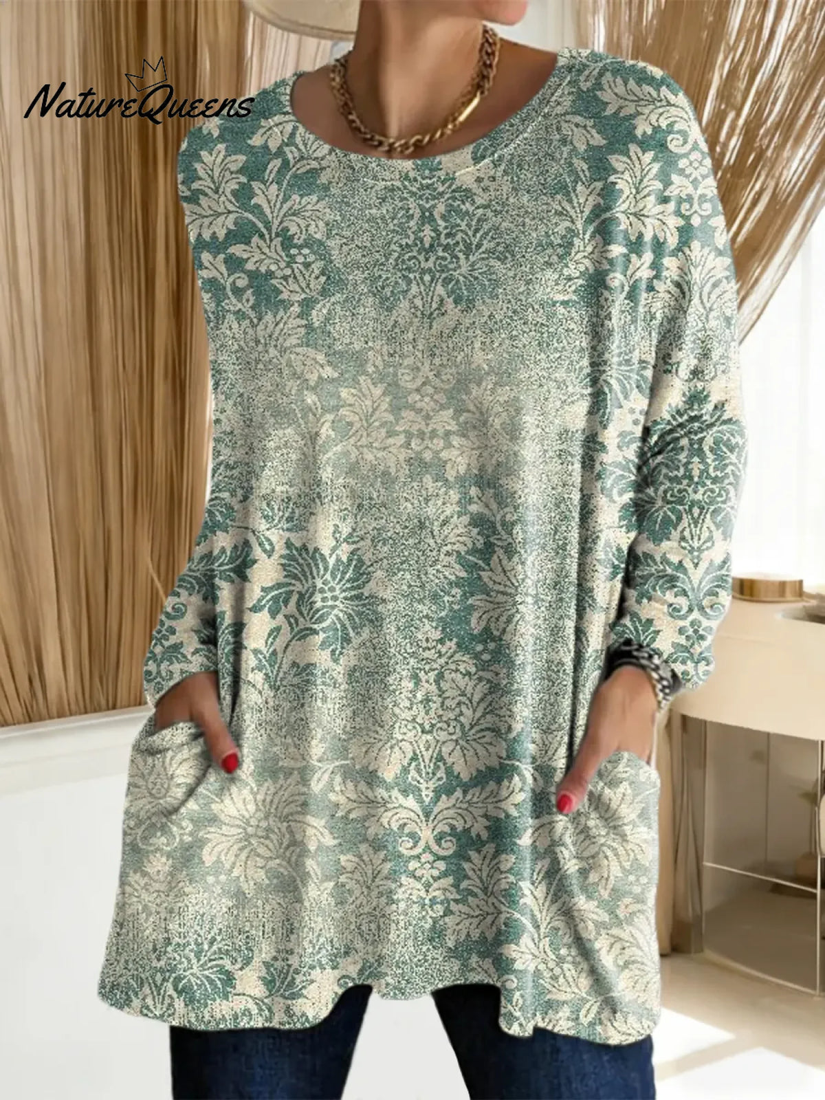 Women's Floral Pattern Art Print Casual Cotton T-shirt