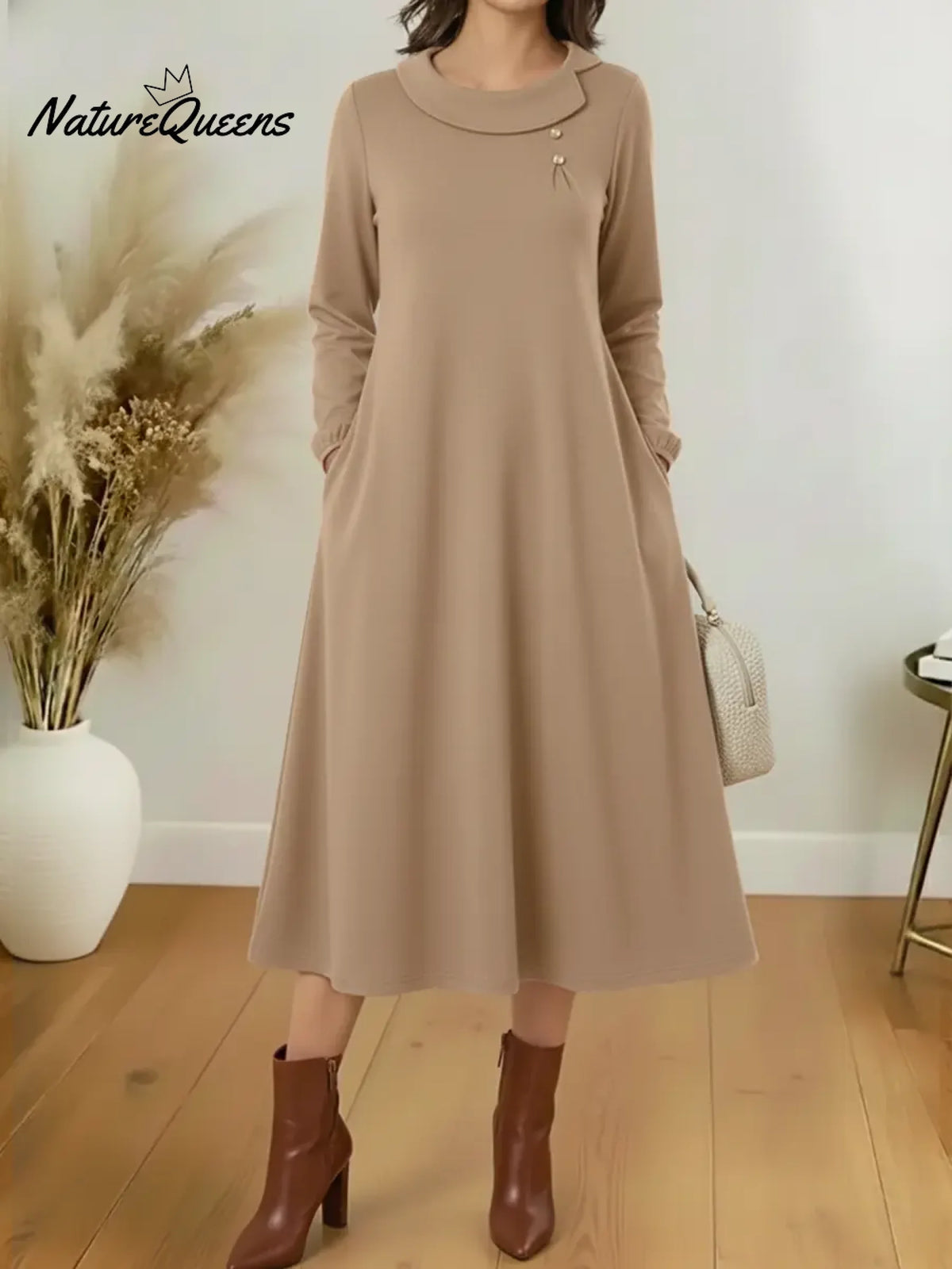 Women's Cozy Long-sleeved Cotton Dress