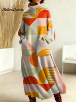 Women's Geometry Pattern Art Print Casual Cotton Knitted Dress