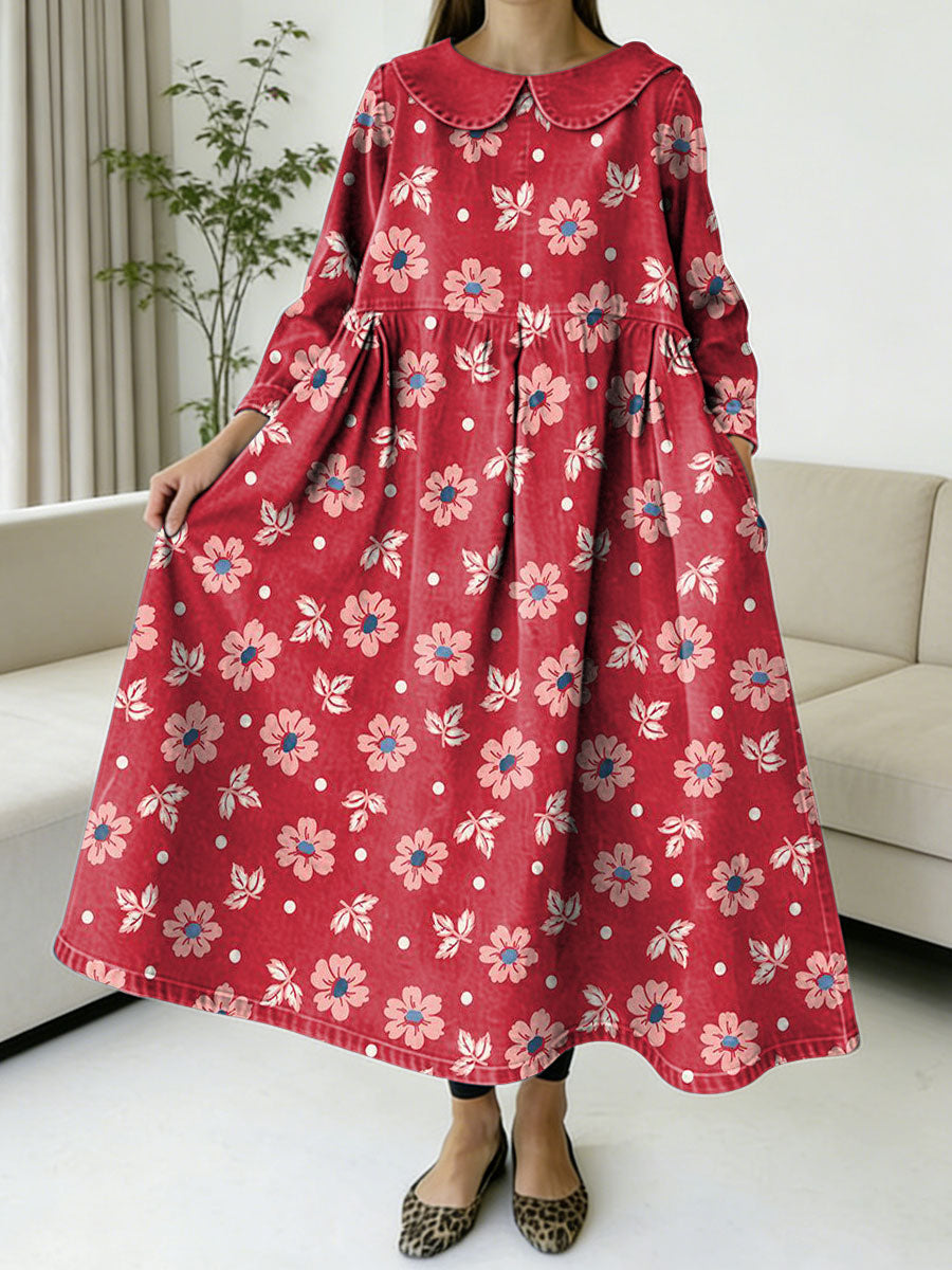 Women's Flowers Floral Pattern Art Print Casual Denim Dress