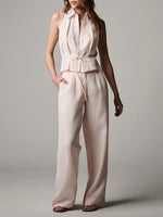 Women's Simple And Gentle Style Cotton Linen Set