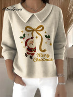 Women's Christmas Printed Collared Blouse