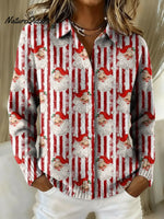 Women's Christmas Stripes Printed Collared Sweater