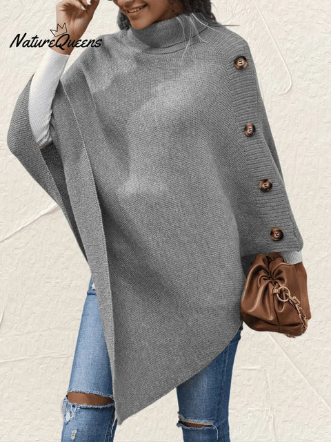 Women's Solid Color Turtleneck Three-quarter Sleeve Casual Loose Knit Top