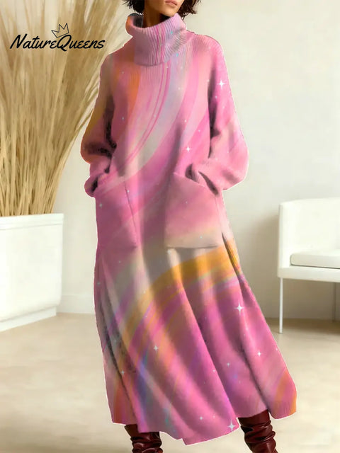 Women's Gradient Pattern Art Print Casual Cotton Knitted Dress