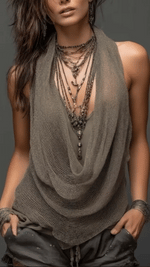 Casual & Sexy Knitted Tank Top Two-piece Set