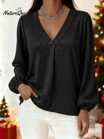 Women's Christmas Sparkly V-neck Top