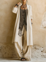 Elegant Cozy Loose Cotton Linen Three-piece Set