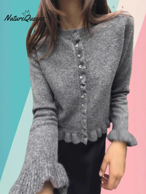 Women's Comfortable Ruffled Cardigan