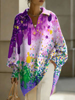 Women's Abstract Art Geometry Patterns V-neck Long-sleeved Casual Loose-fitting Knitted Pullover Sweater