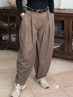 Women's Solid Color High-waisted Casual Loose Cotton Harem Pants