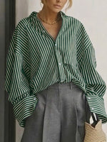 Women's Casual Design Oversized Striped Shirt