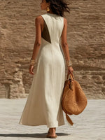 Women's Minimalist-style Sleeveless Linen Maxi Dress