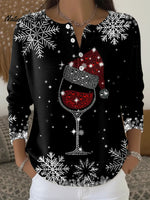 Women's Christmas Red Wine Casual Printed Sweater