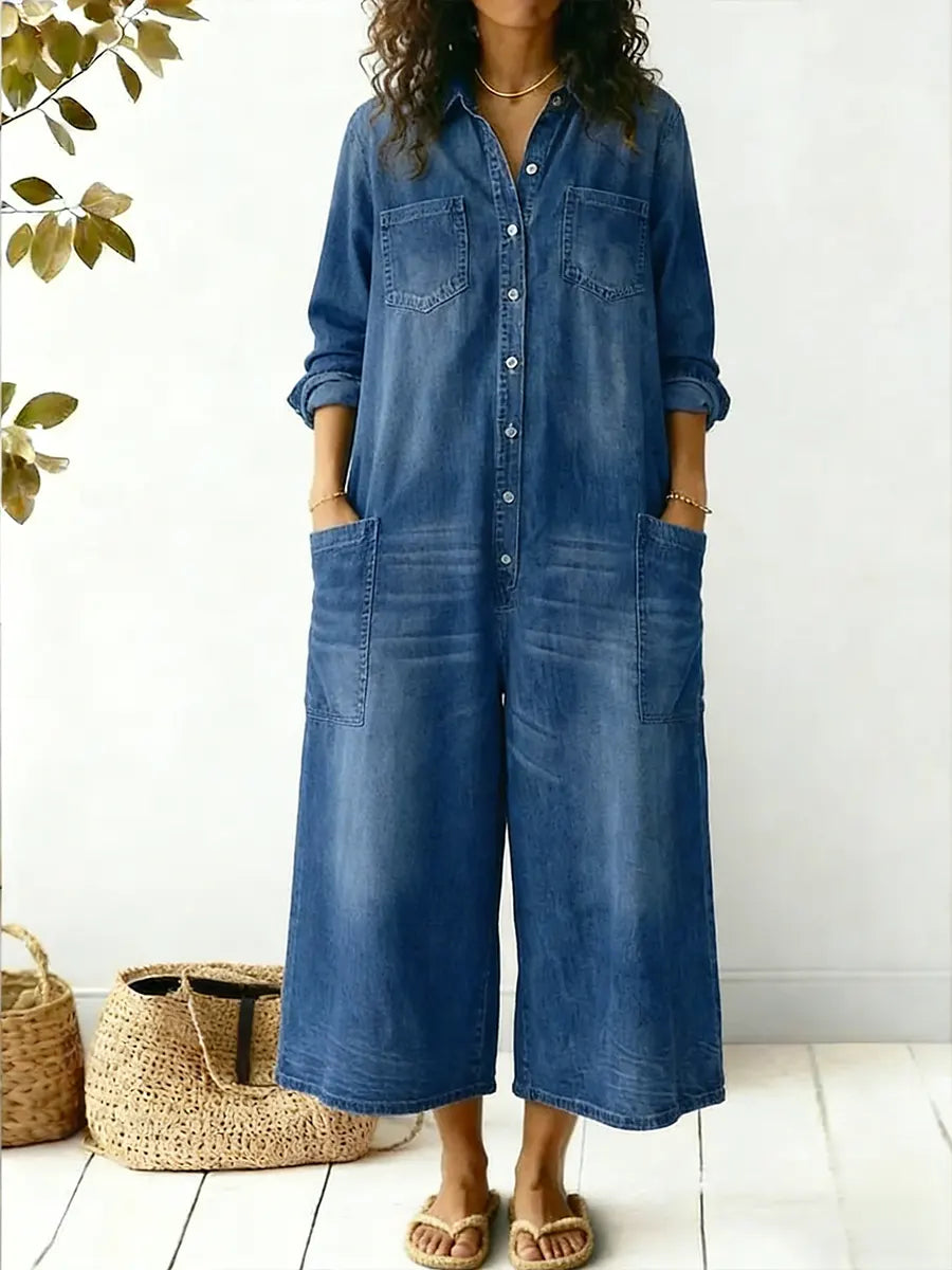 Women's Cozy And Casual Linen And Cotton Jumpsuit