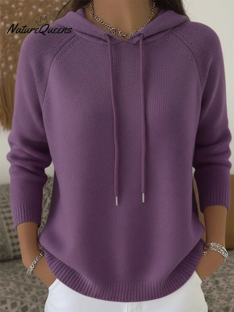 Cozy Casual Solid Color Hooded Sweater Top