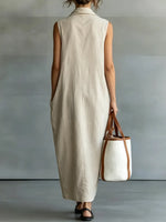 Women's Minimalist Cotton And Linen Sleeveless Dress