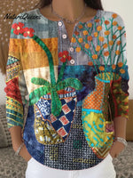 Women's Floral Pattern Art Print Casual Cardigan Sweater