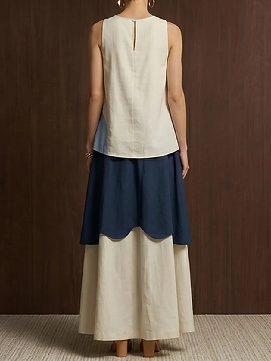 Casual & Stylish Color-block Sleeveless Maxi Dress
