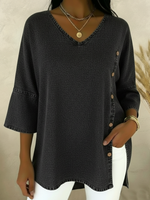 Casual Button-up Loose Denim Top