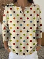 Women's Cute Vintage Polka Dots Casual Sweater