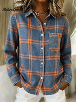 Casual And Cozy Checkered Print Denim Button-up Shirt