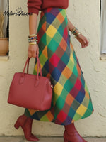 Colorful Palette Print Woolen Button-up Skirt