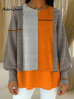 Women's VintageGeometricArt Print Casual Knitted Sweater