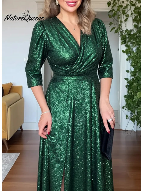 Women's Christmas Sparkling Wrap Dress