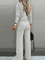 Casual Knitted Top And Wide-leg Pants Two-piece Set