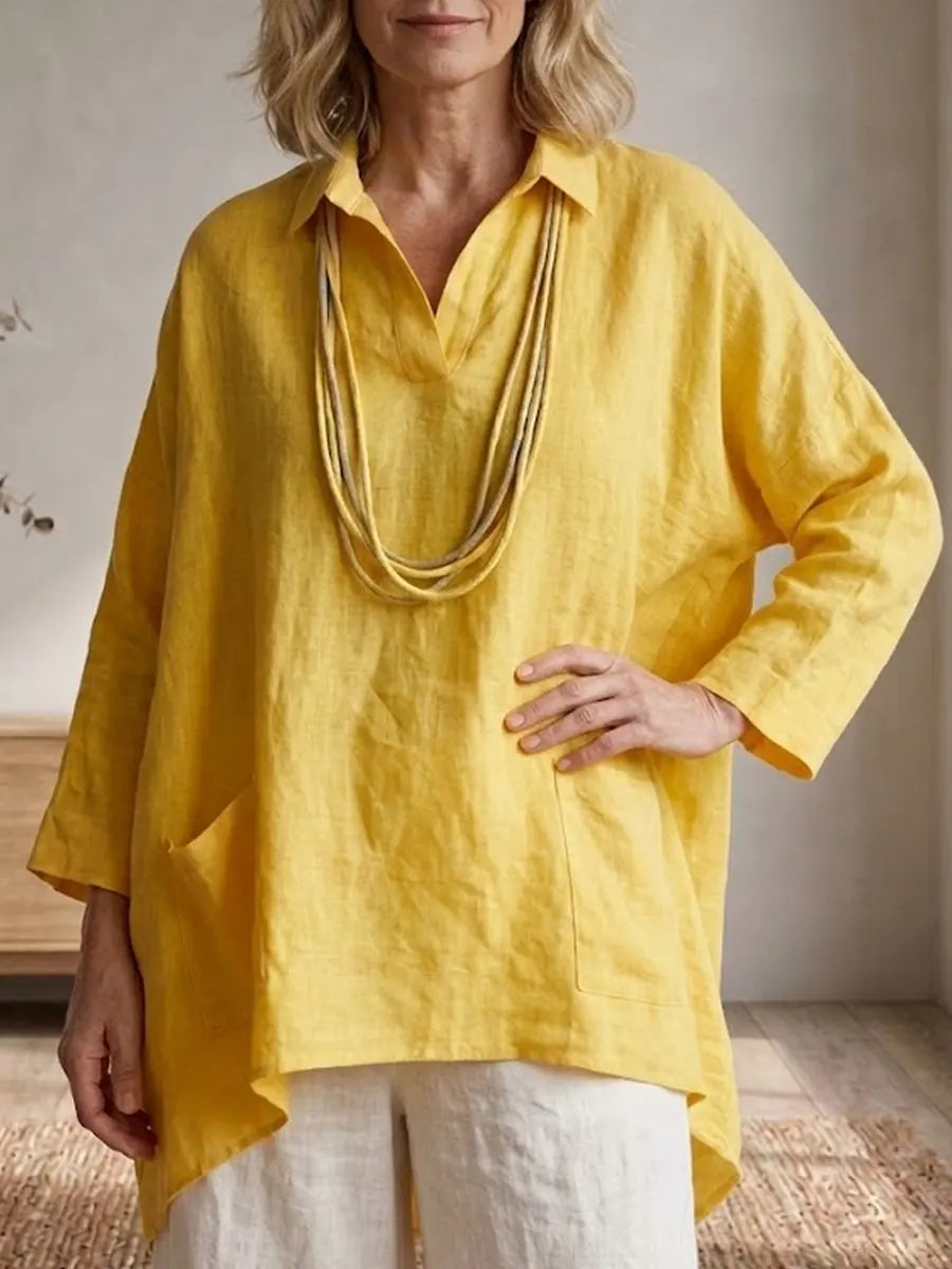 Women's Simple Cotton And Linen Loose Shirt