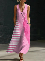 Women's Abstract Pattern Art Print Casual Cotton Linen Dress