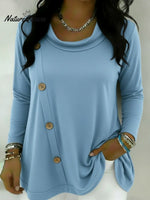 Vintage Cowl Neck Button-down Top