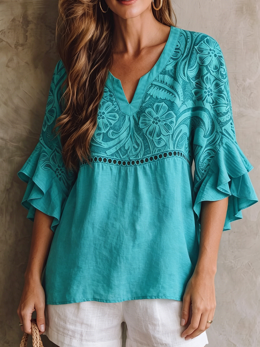 Casual Plaid Cotton Blouse