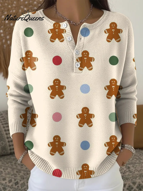 Women's Christmas Gingerbread Man Casual Sweater