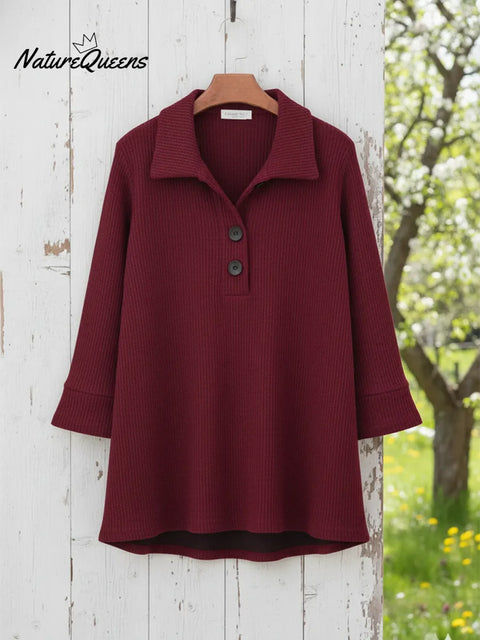 Women's Casual Stand-collar Button-up Pullover